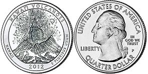 Moneda Estadounidenses Beautiful América 25 centavos 2012 Hawai’i Volcanoes