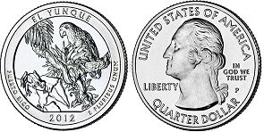 Moneda Estadounidenses Beautiful América 25 centavos 2012 El Yunque