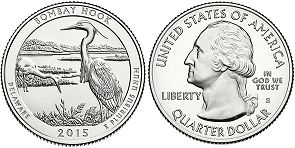 Moneda Estadounidenses Beautiful América 25 centavos 2015 Bombay Hook