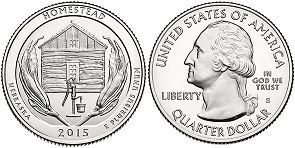 Moneda Estadounidenses Beautiful América 25 centavos 2015 Homestead 