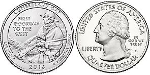 Moneda Estadounidenses Beautiful América 25 centavos 2016 Cumberland Gap