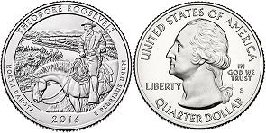 Moneda Estadounidenses Beautiful América 25 centavos 2016 Theodore Roosevelt