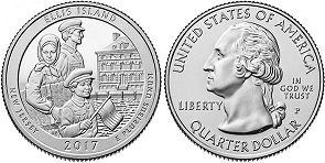 Moneda Estadounidenses Beautiful América 25 centavos 2017 Ellis Island