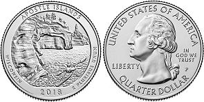 Moneda Estadounidenses Beautiful América 25 centavos 2018 Apostle Islands