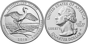 Moneda Estadounidenses Beautiful América 25 centavos 2018 Cumberland Island