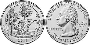 Moneda Estadounidenses Beautiful América 25 centavos 2018 Pictured Rocks