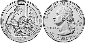 Moneda Estadounidenses Beautiful América 25 centavos 2019 Lowell