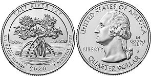 Moneda Estadounidenses Beautiful América 25 centavos 2020 Salt River Bay