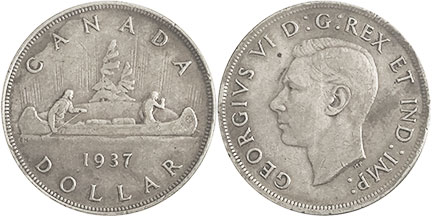 moneda canadian old moneda 1 dólar 1937