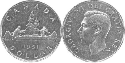moneda canadian old moneda 1 dólar 1951