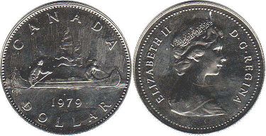 moneda canadiense Elizabeth II 1 dólar 1979