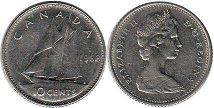 moneda canadiense Elizabeth II 10 centavos 1968 dime