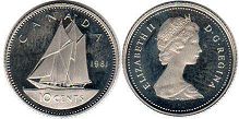 moneda canadiense Elizabeth II 10 centavos 1981 dime