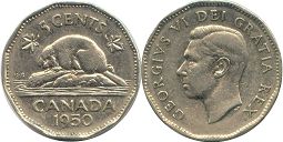 moneda canadian old moneda 5 centavos 1950