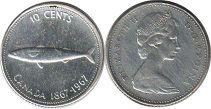 moneda canadian conmemorativos10 centavos 1967