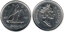  moneda canadiense conmemorativa 10 centavos 1992