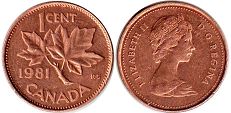 moneda canadiense 1 centavo 1981