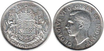 moneda canadian old moneda 50 centavos 1944