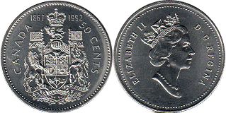 moneda canadian 50 centavos 1992 125 Aniversario de la Confederación