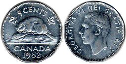 moneda canadian old moneda 5 centavos 1952