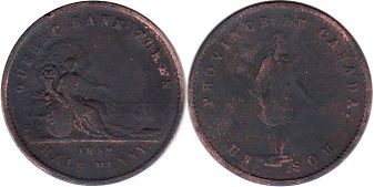 moneda Нижняя Канада 1/2 penny - Lower Canada 1/2 penny 1852