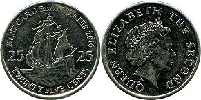 moneda Eastern Caribbean States 25 centavos 2016
