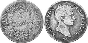 moneda Francia 2 francos 1805