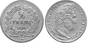 moneda Francia 1/4 de franco 1844