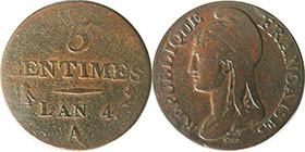 moneda Francia 5 céntimos 1795