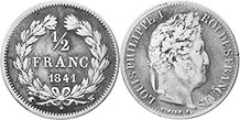 moneda Francia 50 céntimos 1841