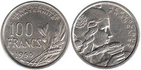 moneda Francia 100 francos 1955