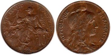 moneda Francia 10 céntimos 1902