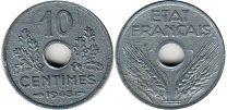 moneda Francia 10 céntimos 1943