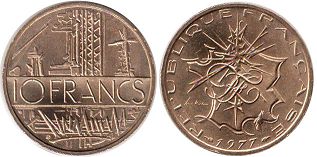 moneda Francia 10 francos 1977