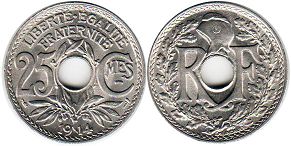 moneda Francia 25 céntimos 1914