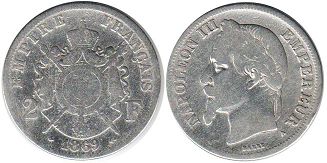 moneda Francia 2 francos 1869