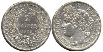 moneda Francia 2 francos 1895