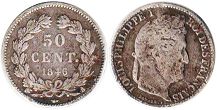 moneda Francia 50 céntimos 1846