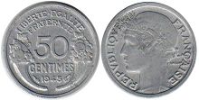 moneda Francia 50 céntimos 1945