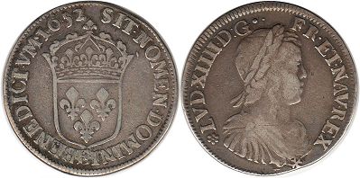 moneda Francia 1/2 ecu 1652