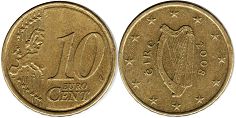 moneda Irlanda 10 euro cent 2008