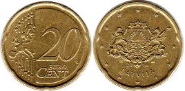 moneda Letonia 20 euro cent 2014