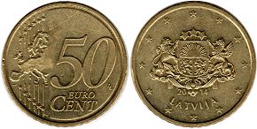 moneda Letonia 50 euro cent 2014