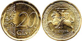 moneda Lituania 20 euro cent 2015