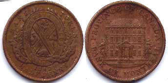 moneda Lower Canada 1/2 penny 1842