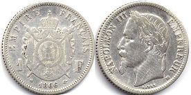moneda Francia 1 franco 1866
