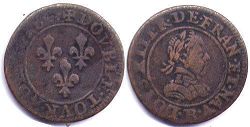 moneda Francia doble denier 1618