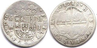 moneda España plata 2 reales 1718