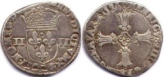 moneda Francia 1/4 ecu 1596