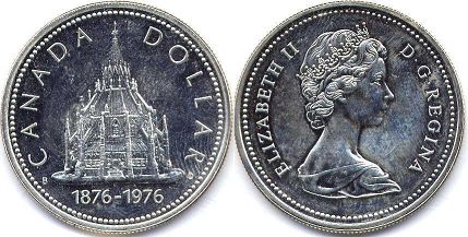  moneda canadiense conmemorativa 1 dólar 1976